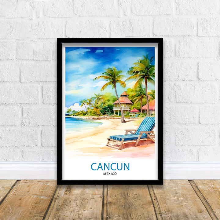 Cancun Mexico Travel Poster Cancun Wall Decor Cancun Home Living Decor Cancun Illustration Travel Poster Gift for Cancun Mexico Home Decor