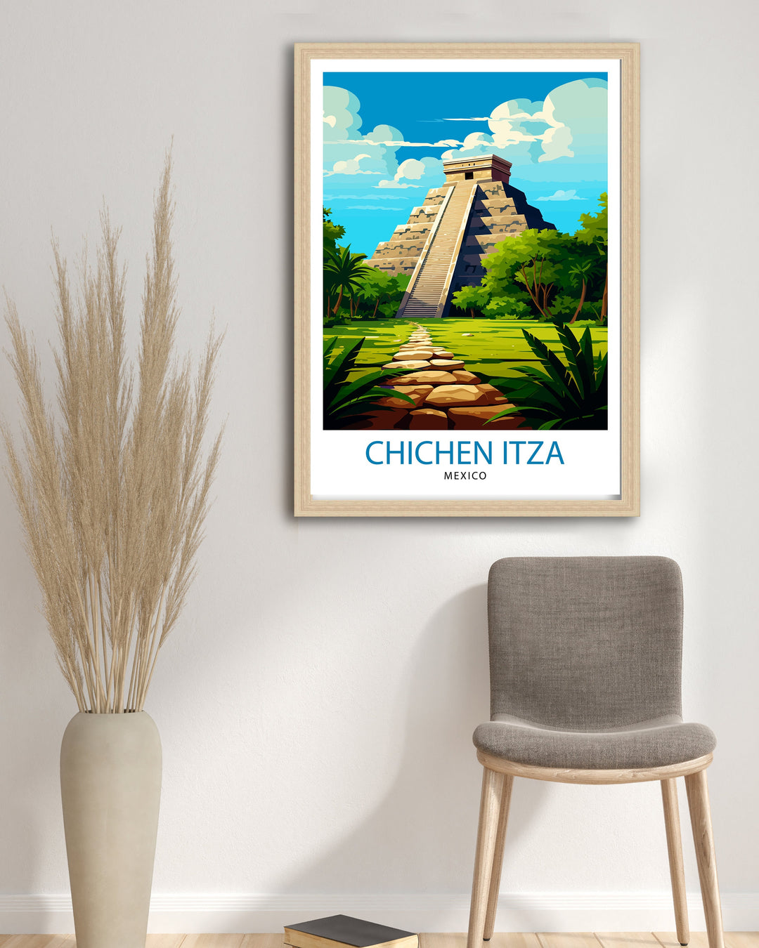 Chichen Itza Travel Poster - Mayan Ruins Wall Art - Chichen Itza Poster - Mexico Travel Posters - Chichen Itza Art Poster