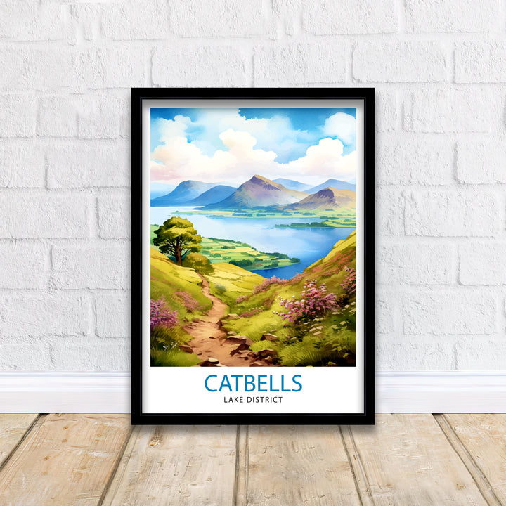 Cat Bells Cumbria Travel Poster Wall Decor Home Living Decor Cumbria Illustration Travel Poster Gift For Hikers UK Home Decor