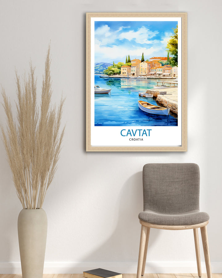 Cavtat Croatia Travel Poster Cavtat Wall Art Cavtat Illustration Croatia Travel Poster Cavtat Home Decor Cavtat Gift