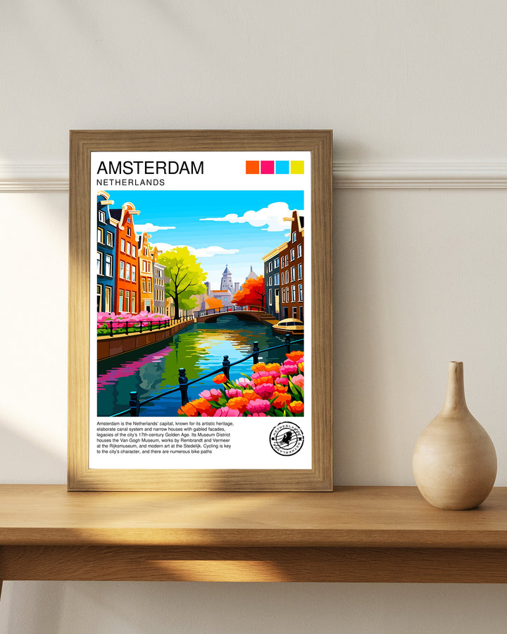 Amsterdam Travel Poster Amsterdam Wall Art Amsterdam Home Decor Amsterdam Illustration Travel Poster Netherlands Poster Gift for Amsterdam