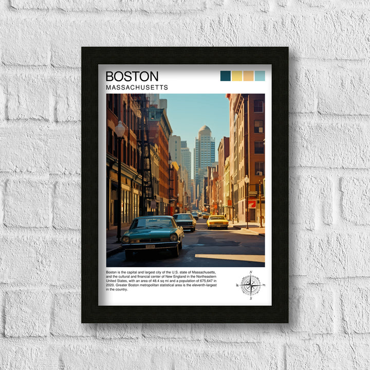 Boston Travel Poster Boston Wall Art Boston Cityscape Boston Massachusetts Illustration Travel Poster Gift For Boston USA Home Decor