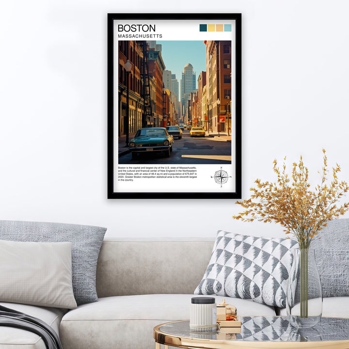 Boston Travel Poster Boston Wall Art Boston Cityscape Boston Massachusetts Illustration Travel Poster Gift For Boston USA Home Decor