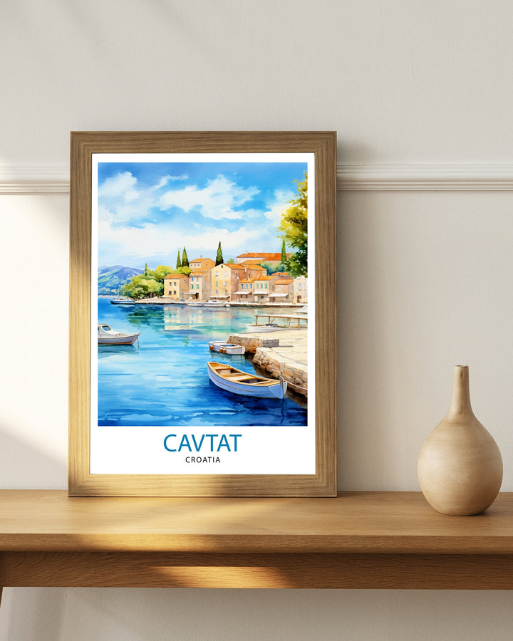 Cavtat Croatia Travel Poster Cavtat Wall Art Cavtat Illustration Croatia Travel Poster Cavtat Home Decor Cavtat Gift