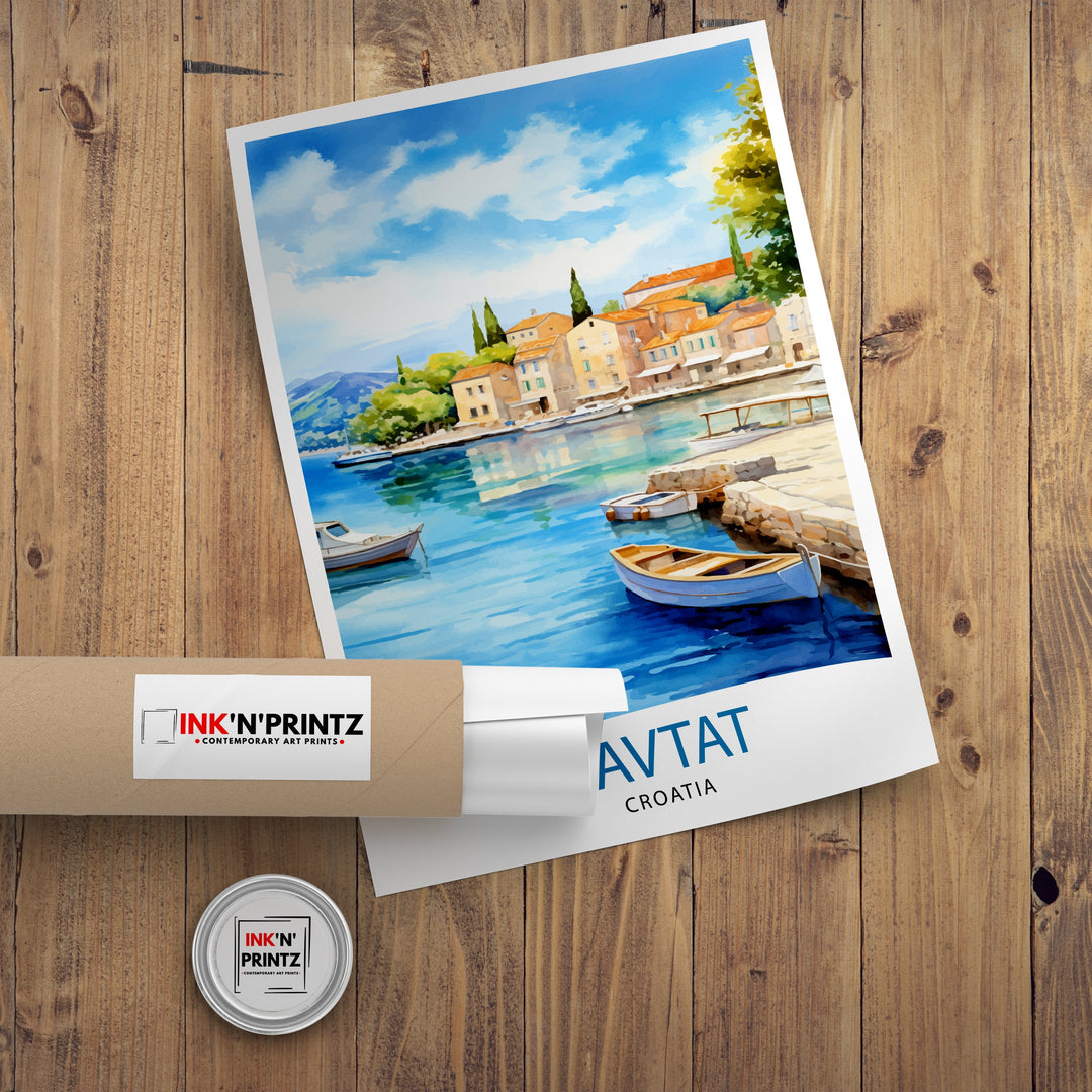 Cavtat Croatia Travel Poster Cavtat Wall Art Cavtat Illustration Croatia Travel Poster Cavtat Home Decor Cavtat Gift