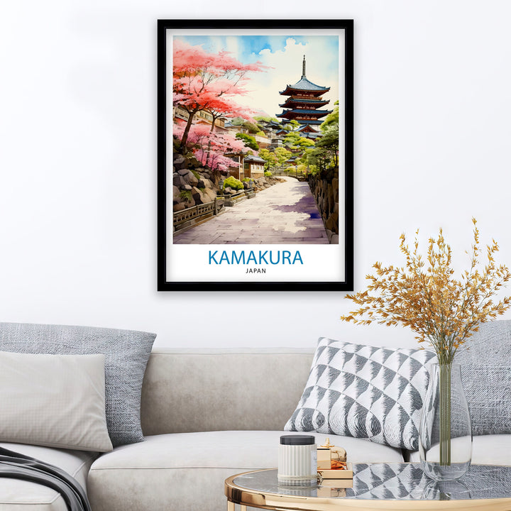 Kamakura Japan Travel Poster Kamakura Wall Decor Kamakura Poster Japan Travel Posters Kamakura Art Poster Kamakura Illustration Kamakura Wall