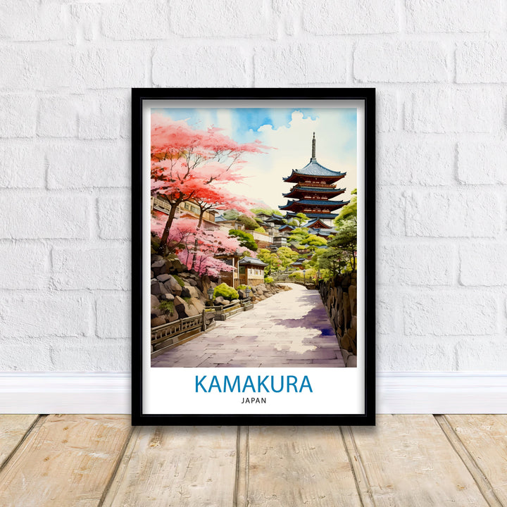 Kamakura Japan Travel Poster Kamakura Wall Decor Kamakura Poster Japan Travel Posters Kamakura Art Poster Kamakura Illustration Kamakura Wall