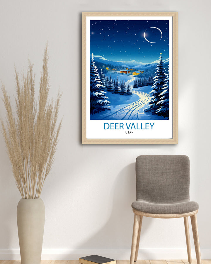 Deer Valley Ski Resort Poster Deer Valley Ski Decor Deer Valley Poster Deer Valley Art Poster Deer Valley Wall Art Gift for Deer Valley Skiers