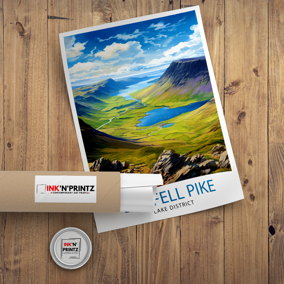 Scafell Pike Travel Poster Lake District Wall Art Scafell Pike Illustration England Travel Poster Gift for Hikers Mountain Wall Decor