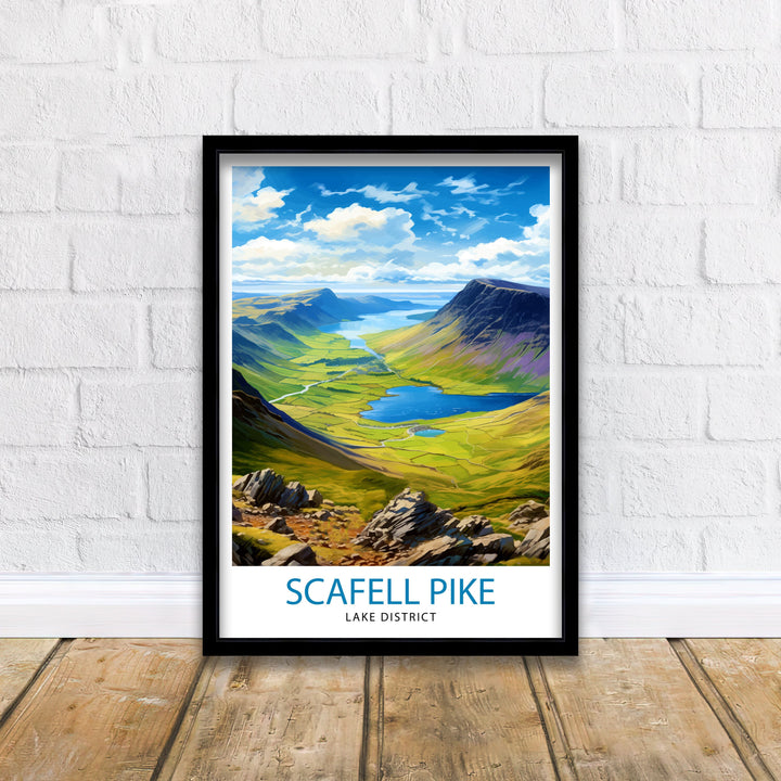 Scafell Pike Travel Poster Lake District Wall Art Scafell Pike Illustration England Travel Poster Gift for Hikers Mountain Wall Decor