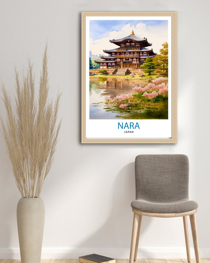 Nara Japan Travel Poster Nara Wall Decor Nara Poster Japan Travel Posters Nara Art Poster Nara Illustration Nara Wall Art