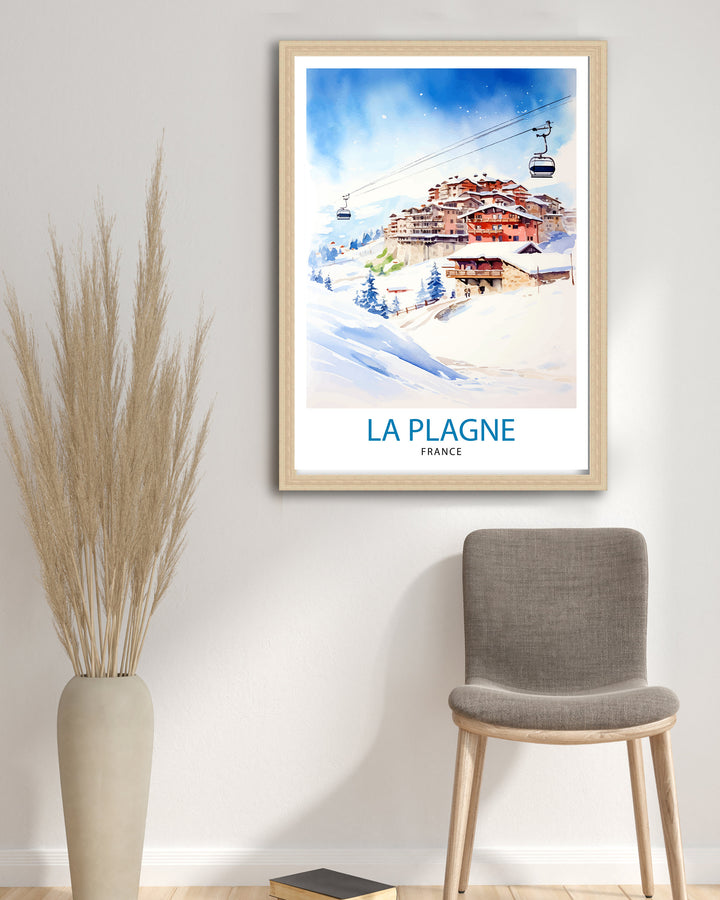 La Plagne France Poster La Plagne Decor La Plagne Poster La Plagne Art La Plagne Wall Art Gift for Ski Enthusiasts La Plagne Home Decor