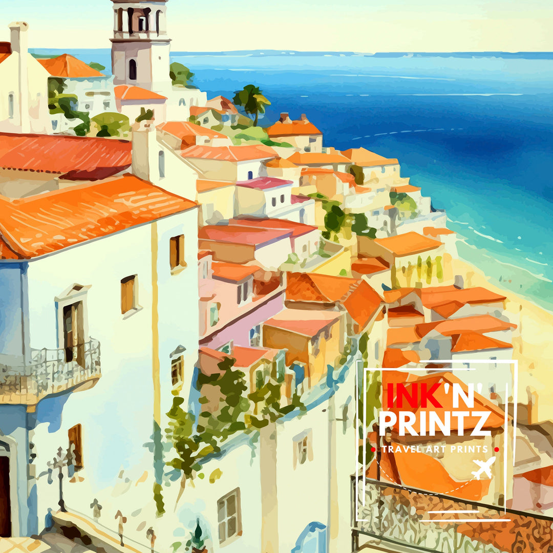 Nazare Portugal Travel Poster Nazare Wall Decor Nazare Poster Portugal Travel Posters Nazare Art Poster Nazare Illustration Nazare Wall Art