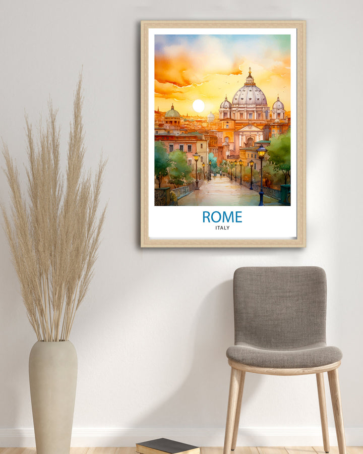 Rome Italy Travel Poster Rome Wall Art Italy Travel Poster Rome Home Decor Italy Illustration Travel Gift for Rome Italy Wall Art