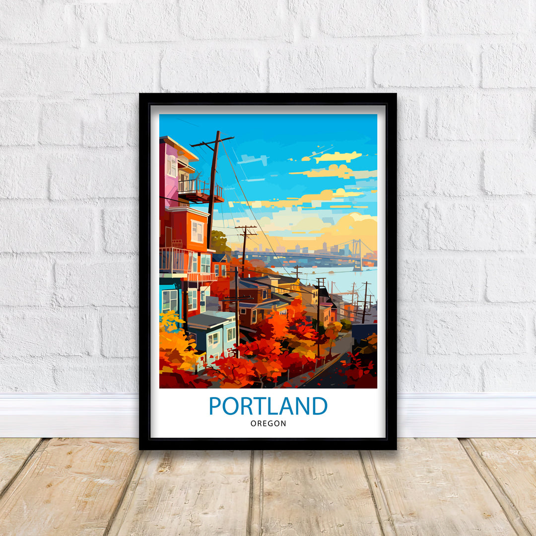 Portland Oregon Travel Poster Portland Wall Decor Portland Home Living Decor Portland Oregon Illustration Travel Poster Gift for Portland