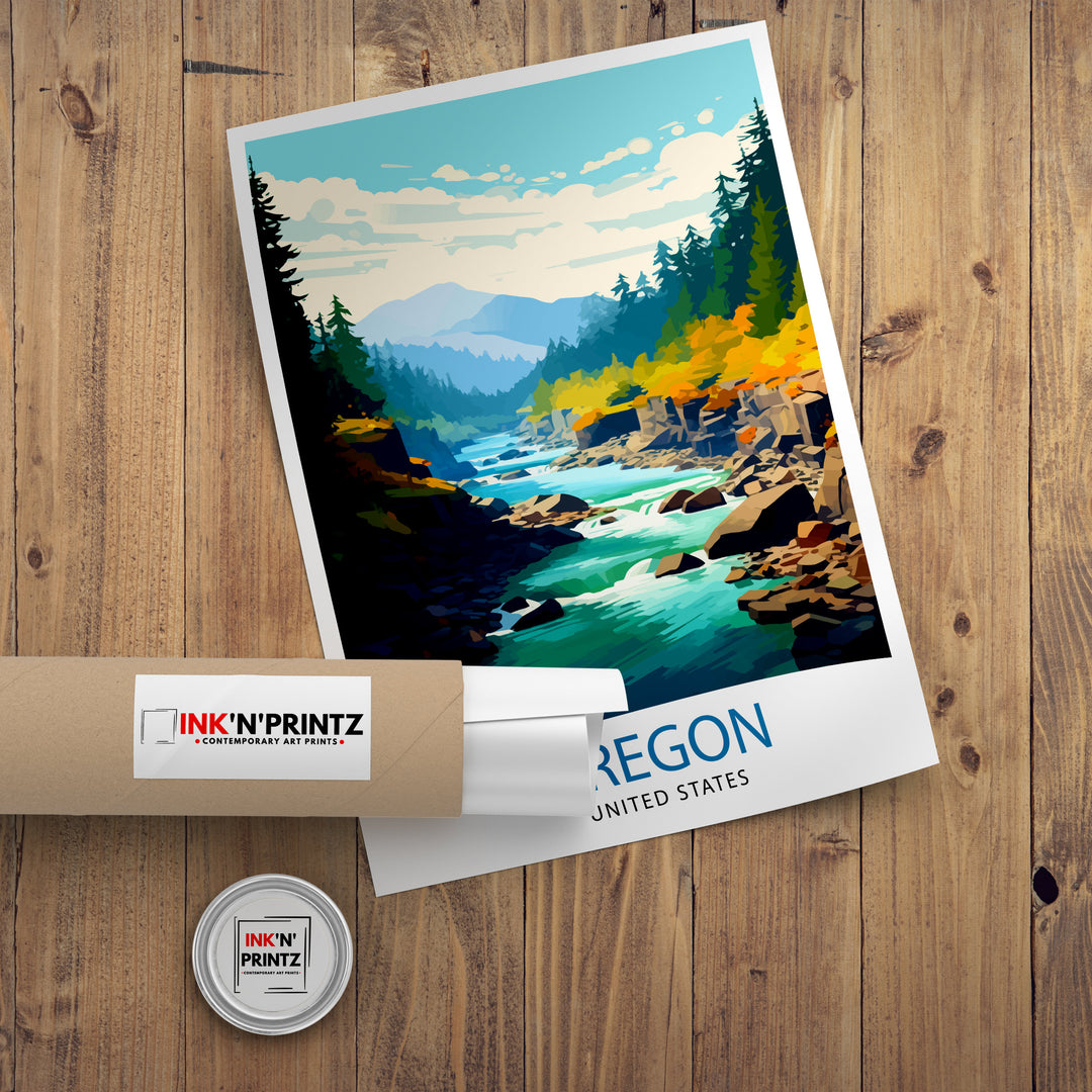 Oregon US Travel Poster Oregon Wall Decor Oregon Poster US Travel Posters Oregon Art Poster Oregon Illustration Oregon Wall Art