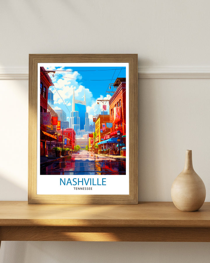 Nashville Travel Poster Nashville Wall Art Nashville Poster Music City Decor Tennessee Poster Nashville Illustration Travel Poster Nashville