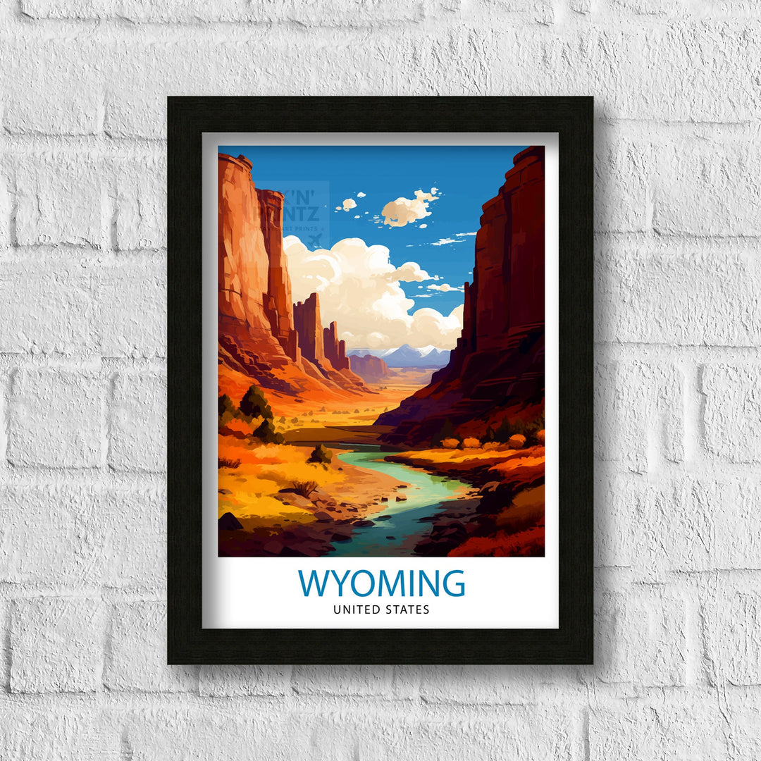 Wyoming USA Travel Poster Wyoming Wall Decor Wyoming Poster USA Travel Posters Wyoming Art Poster Wyoming Illustration Wyoming Wall Art