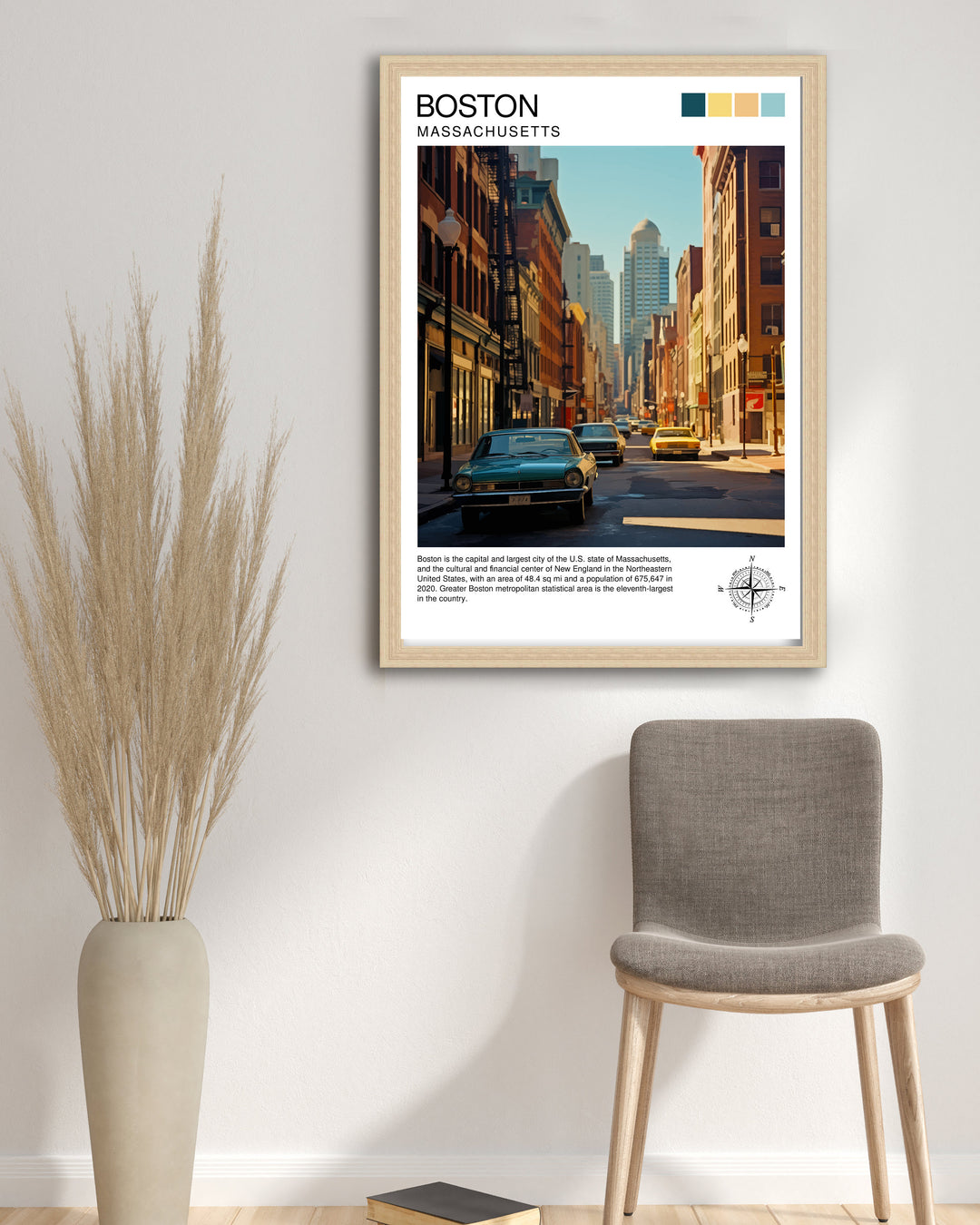 Boston Travel Poster Boston Wall Art Boston Cityscape Boston Massachusetts Illustration Travel Poster Gift For Boston USA Home Decor