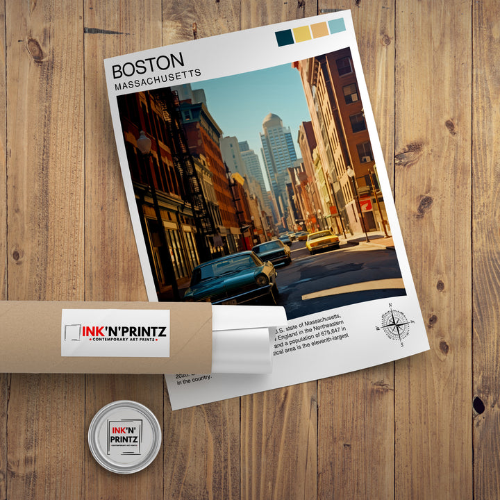 Boston Travel Poster Boston Wall Art Boston Cityscape Boston Massachusetts Illustration Travel Poster Gift For Boston USA Home Decor