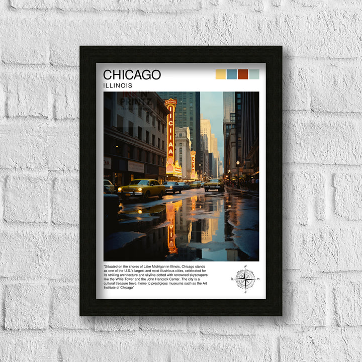 Chicago Travel Poster Chicago Wall Art Chicago Skyline Decor Illinois Travel Poster Chicago Cityscape Art Chicago Gift Chicago Home Decor