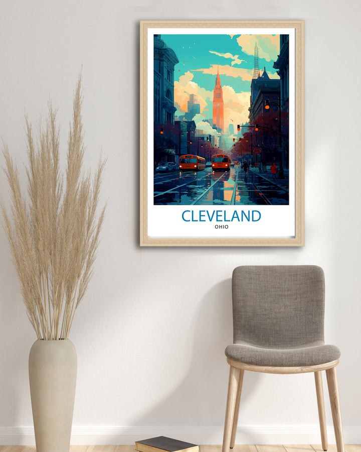 Cleveland Ohio Travel Poster Cleveland Wall Decor Cleveland Poster USA Travel Posters Cleveland Art Poster Cleveland Illustration Cleveland