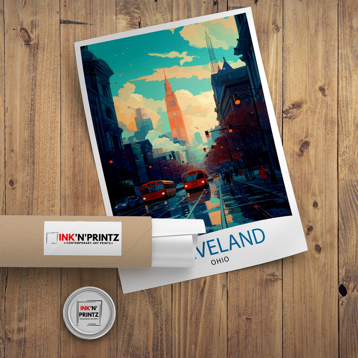 Cleveland Ohio Travel Poster Cleveland Wall Decor Cleveland Poster USA Travel Posters Cleveland Art Poster Cleveland Illustration Cleveland