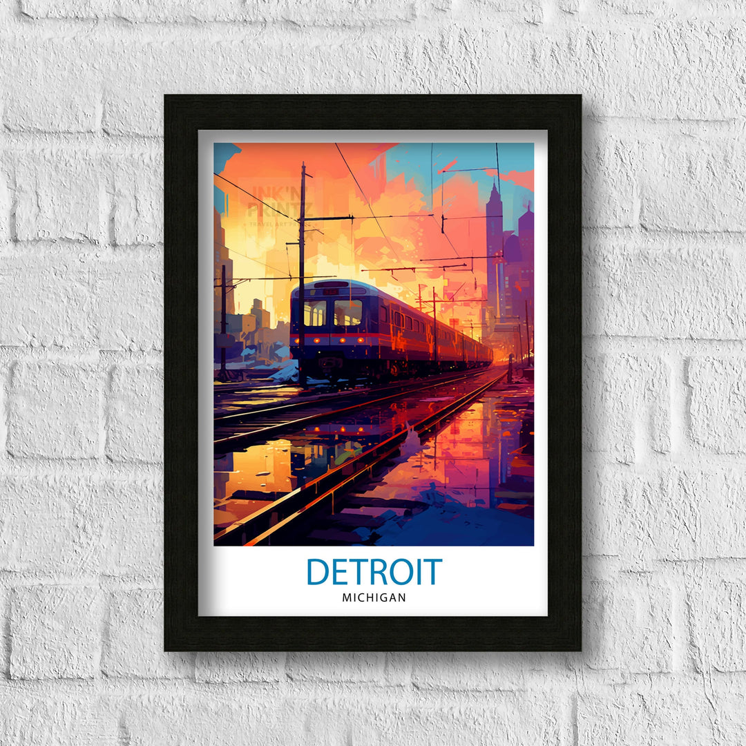 Detroit Michigan Travel Poster Detroit Wall Decor Detroit Poster USA Travel Posters Detroit Art Poster Detroit Illustration Detroit Wall Art