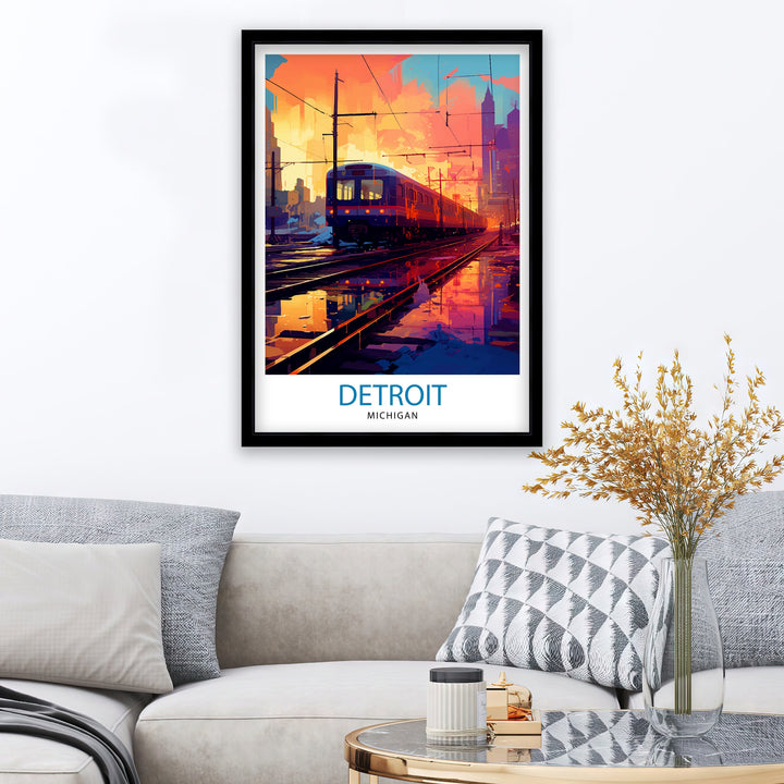 Detroit Michigan Travel Poster Detroit Wall Decor Detroit Poster USA Travel Posters Detroit Art Poster Detroit Illustration Detroit Wall Art