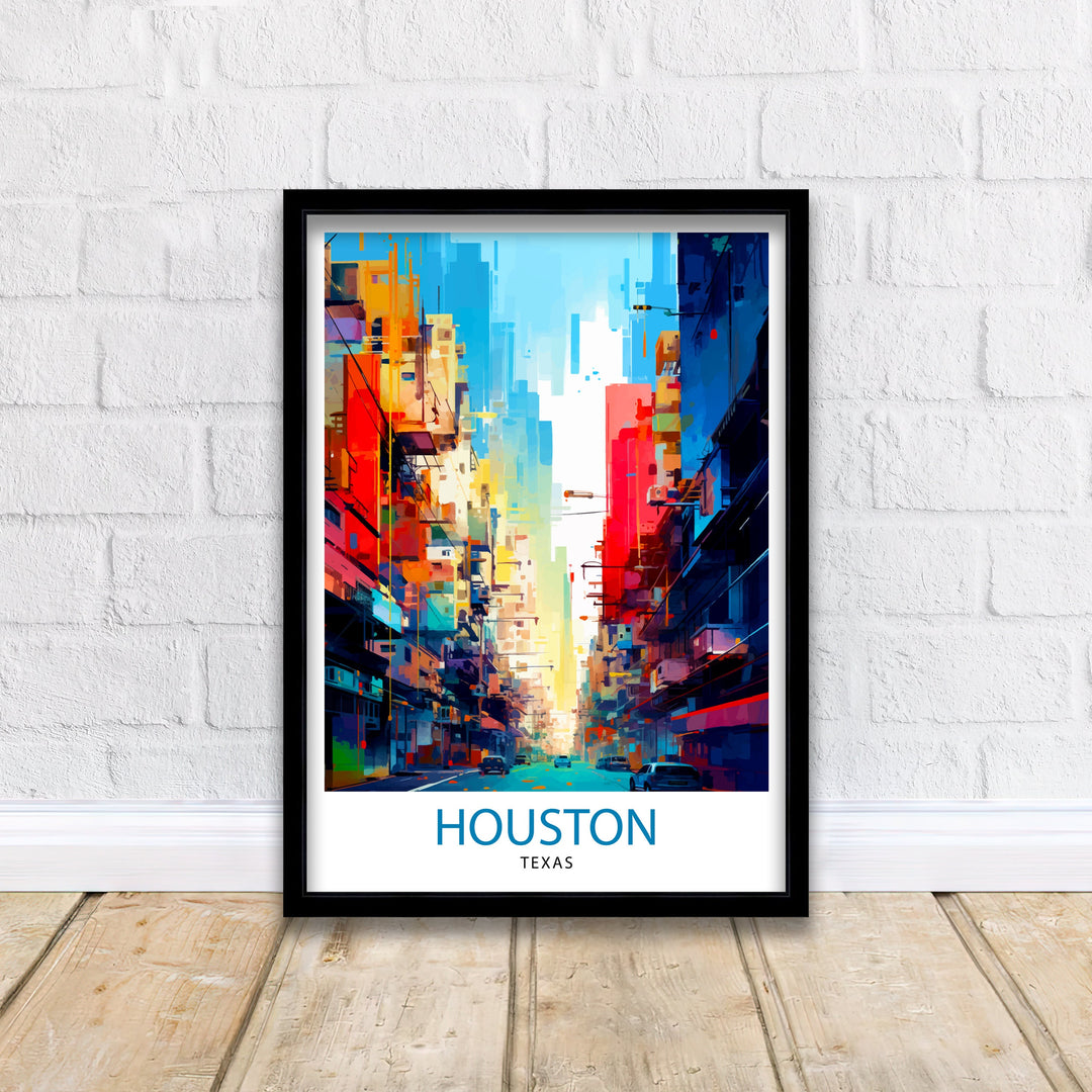 Houston Texas Travel Poster Houston Wall Art Texas Decor Houston Cityscape Travel Poster Houston Skyline Houston Souvenir