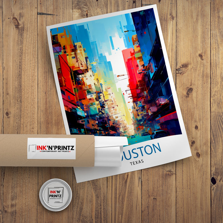 Houston Texas Travel Poster Houston Wall Art Texas Decor Houston Cityscape Travel Poster Houston Skyline Houston Souvenir