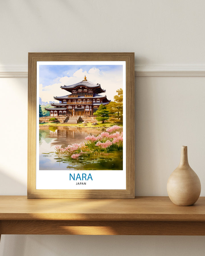 Nara Japan Travel Poster Nara Wall Decor Nara Poster Japan Travel Posters Nara Art Poster Nara Illustration Nara Wall Art