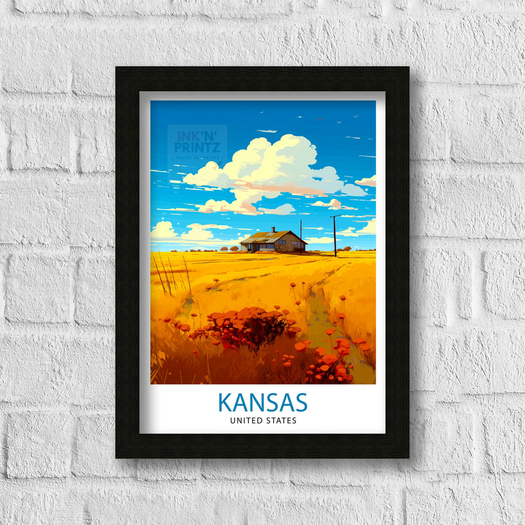 Kansas USA Travel Poster Kansas Wall Decor Kansas Poster USA Travel Posters Kansas Art Poster Kansas Illustration Kansas Wall Art