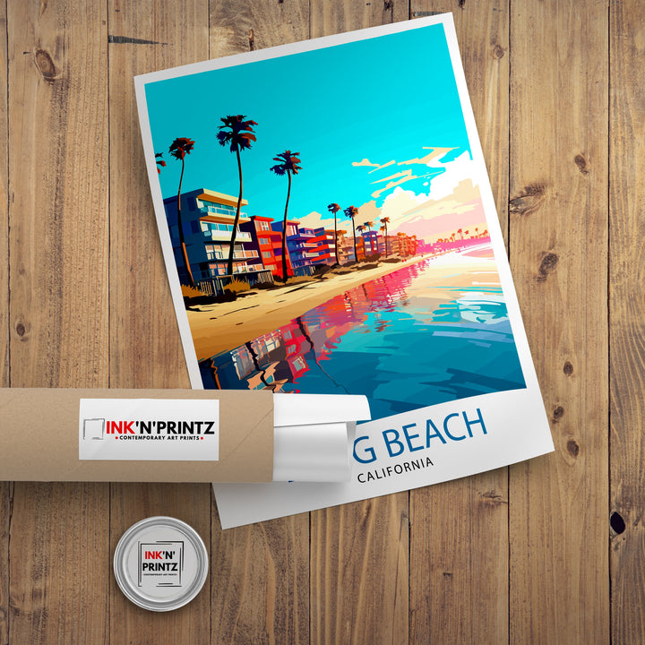 Long Beach CA Travel Poster Long Beach Wall Decor Long Beach Poster California Travel Posters Long Beach Art Poster Long Beach Illustration