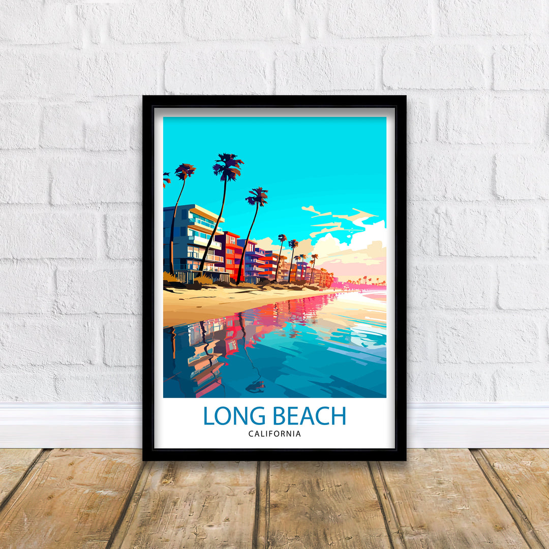 Long Beach CA Travel Poster Long Beach Wall Decor Long Beach Poster California Travel Posters Long Beach Art Poster Long Beach Illustration