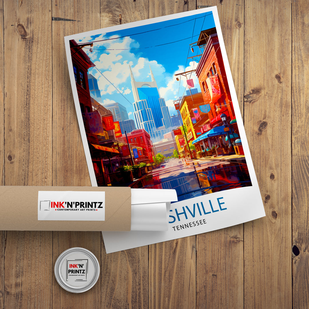 Nashville Travel Poster Nashville Wall Art Nashville Poster Music City Decor Tennessee Poster Nashville Illustration Travel Poster Nashville