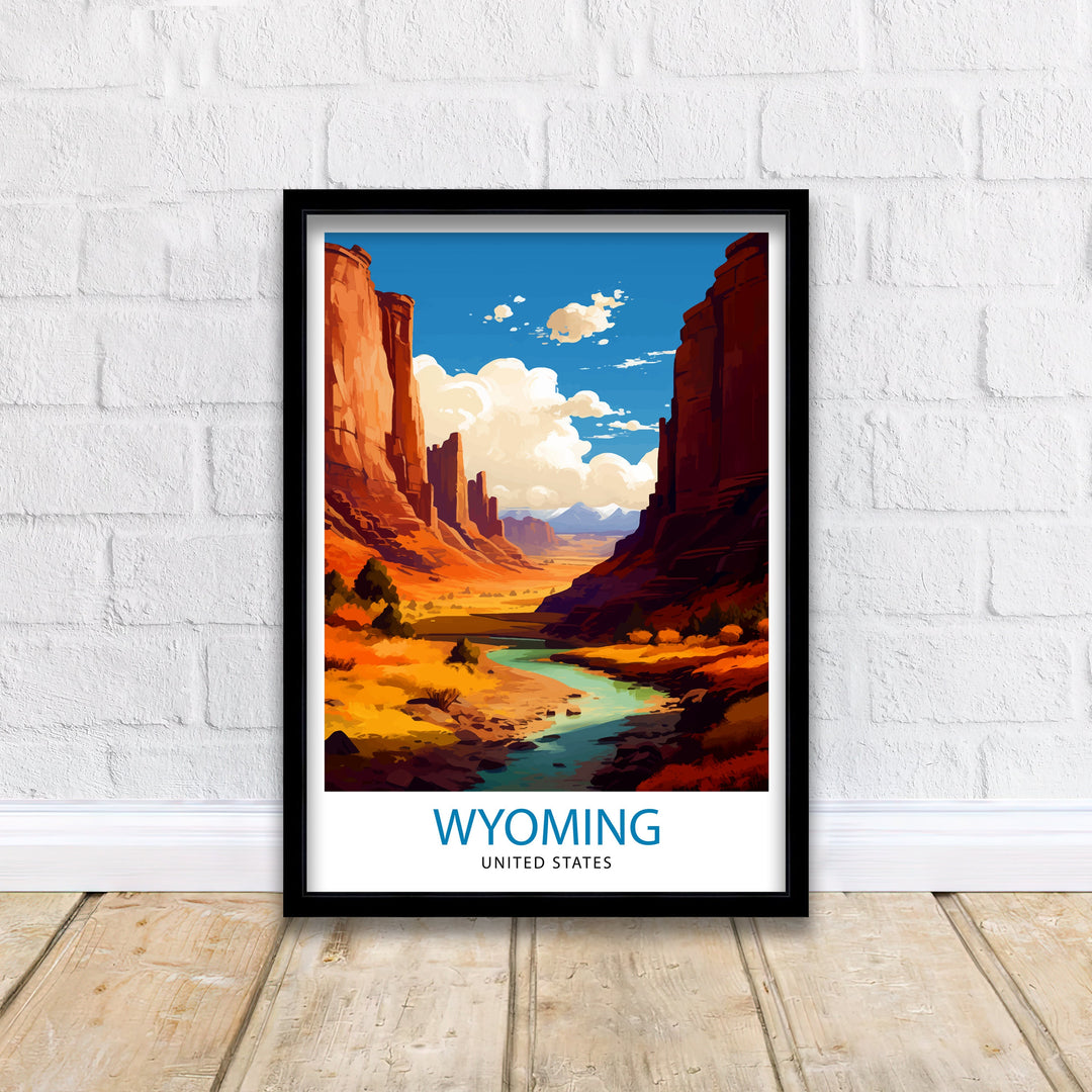 Wyoming USA Travel Poster Wyoming Wall Decor Wyoming Poster USA Travel Posters Wyoming Art Poster Wyoming Illustration Wyoming Wall Art
