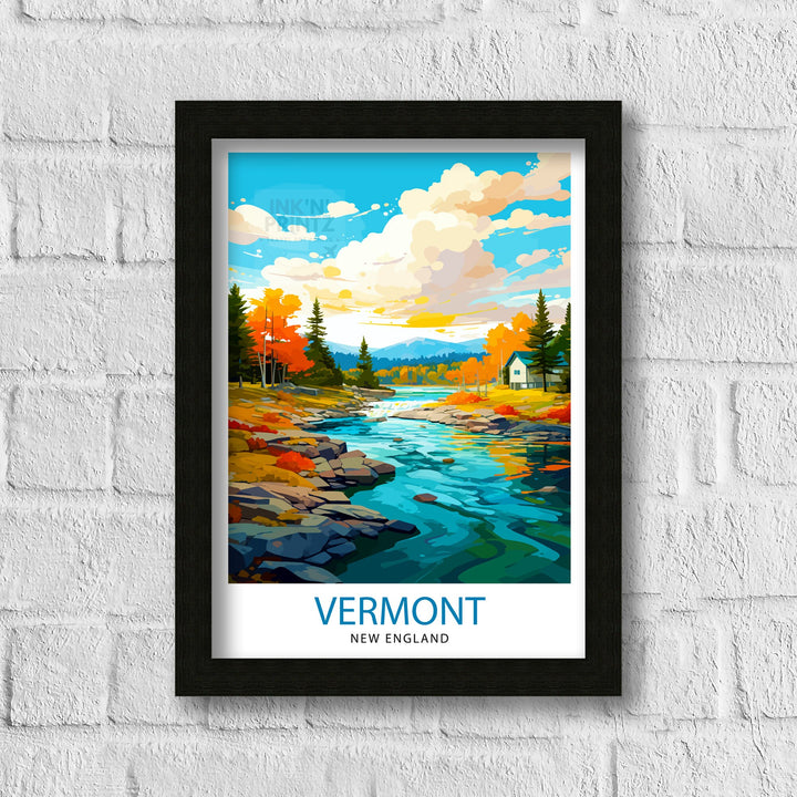 Vermont New England Travel Poster Vermont Wall Decor Vermont Poster New England Posters Vermont Art Poster Vermont Illustration Vermont Wall