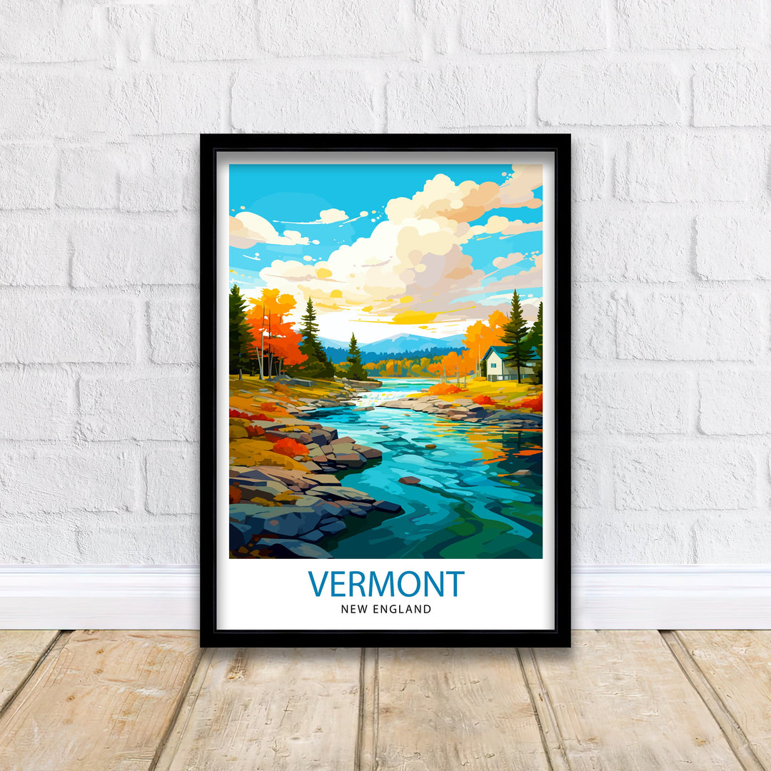 Vermont New England Travel Poster Vermont Wall Decor Vermont Poster New England Posters Vermont Art Poster Vermont Illustration Vermont Wall