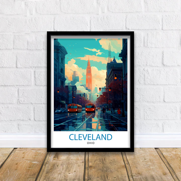 Cleveland Ohio Travel Poster Cleveland Wall Decor Cleveland Poster USA Travel Posters Cleveland Art Poster Cleveland Illustration Cleveland