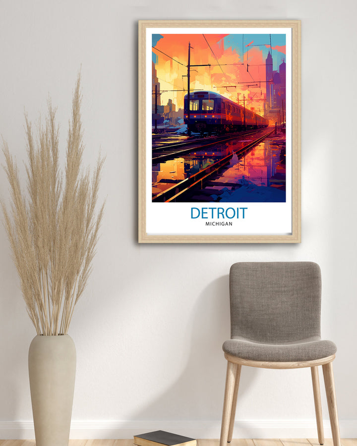 Detroit Michigan Travel Poster Detroit Wall Decor Detroit Poster USA Travel Posters Detroit Art Poster Detroit Illustration Detroit Wall Art