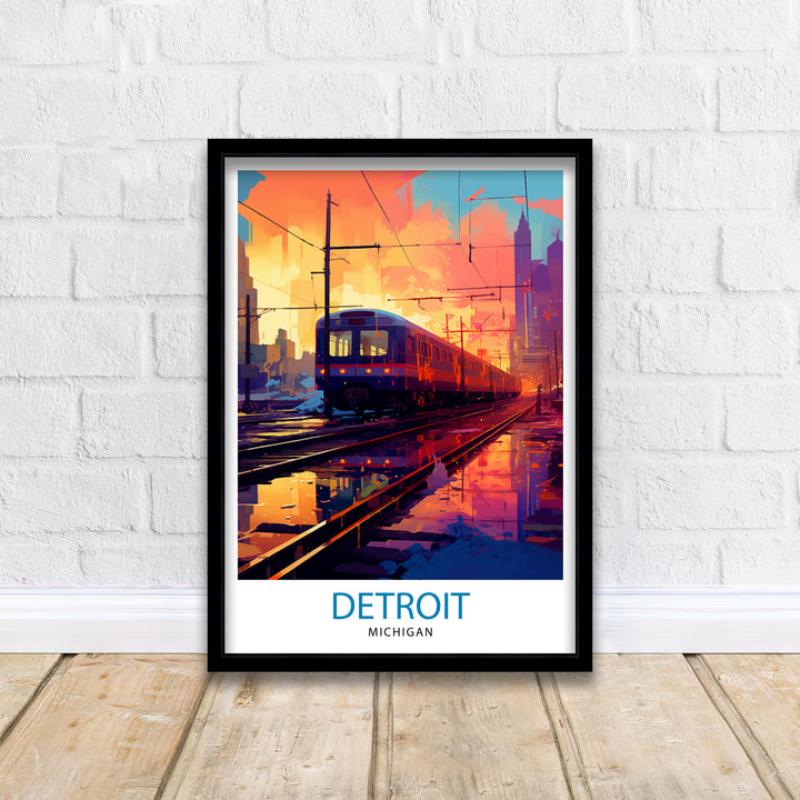 Detroit Michigan Travel Poster Detroit Wall Decor Detroit Poster USA Travel Posters Detroit Art Poster Detroit Illustration Detroit Wall Art