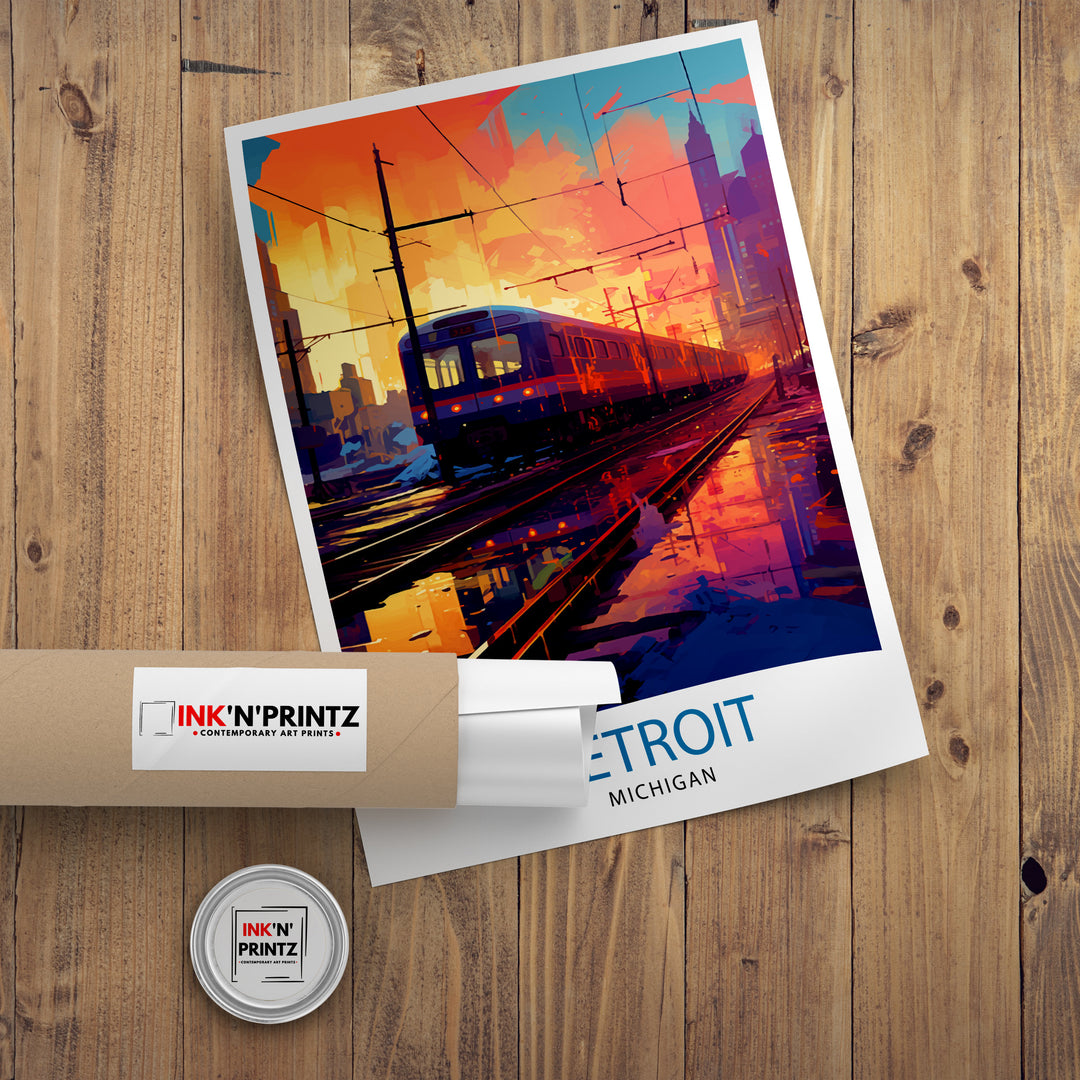 Detroit Michigan Travel Poster Detroit Wall Decor Detroit Poster USA Travel Posters Detroit Art Poster Detroit Illustration Detroit Wall Art