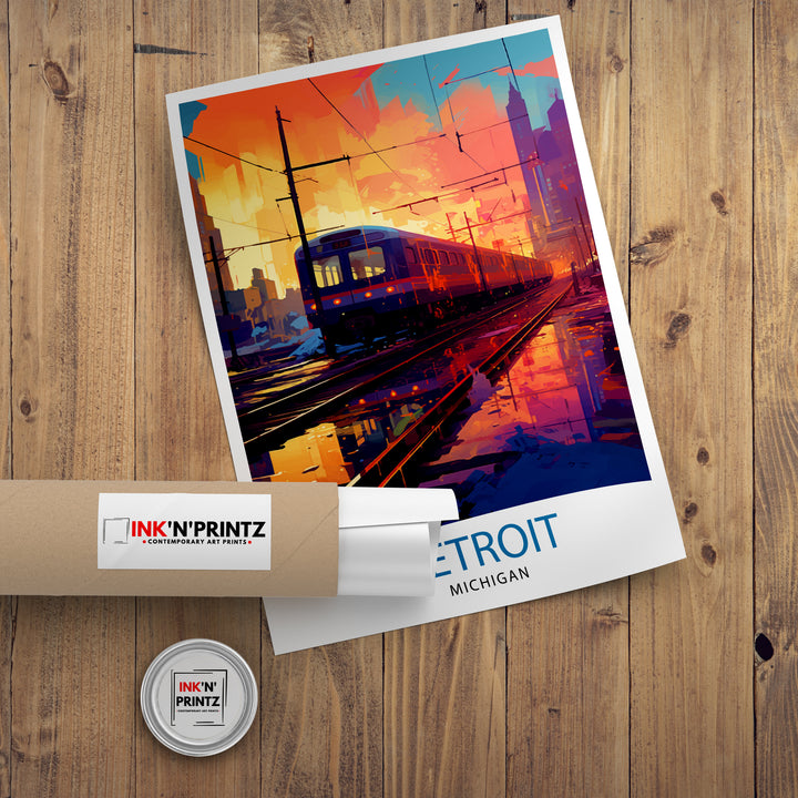 Detroit Michigan Travel Poster Detroit Wall Decor Detroit Poster USA Travel Posters Detroit Art Poster Detroit Illustration Detroit Wall Art