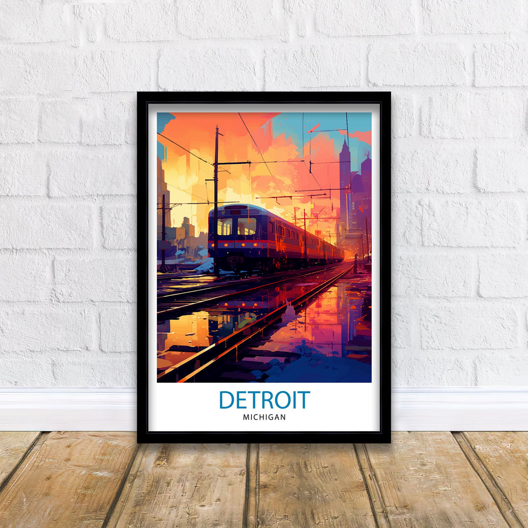 Detroit Michigan Travel Poster Detroit Wall Decor Detroit Poster USA Travel Posters Detroit Art Poster Detroit Illustration Detroit Wall Art