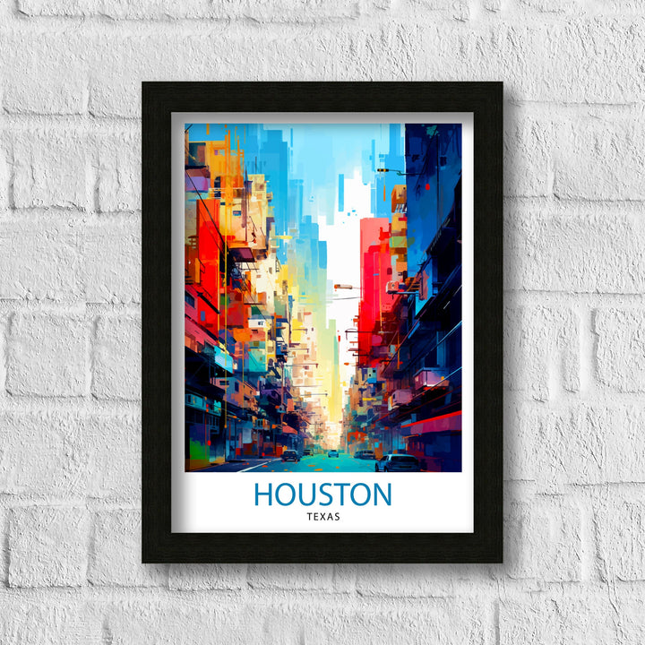 Houston Texas Travel Poster Houston Wall Art Texas Decor Houston Cityscape Travel Poster Houston Skyline Houston Souvenir