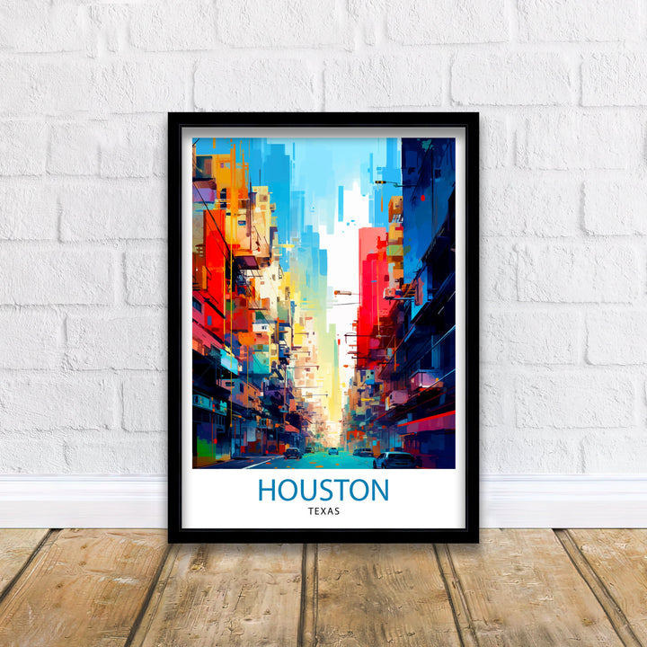 Houston Texas Travel Poster Houston Wall Art Texas Decor Houston Cityscape Travel Poster Houston Skyline Houston Souvenir