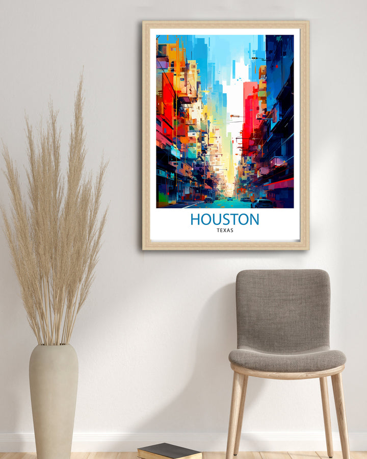 Houston Texas Travel Poster Houston Wall Art Texas Decor Houston Cityscape Travel Poster Houston Skyline Houston Souvenir