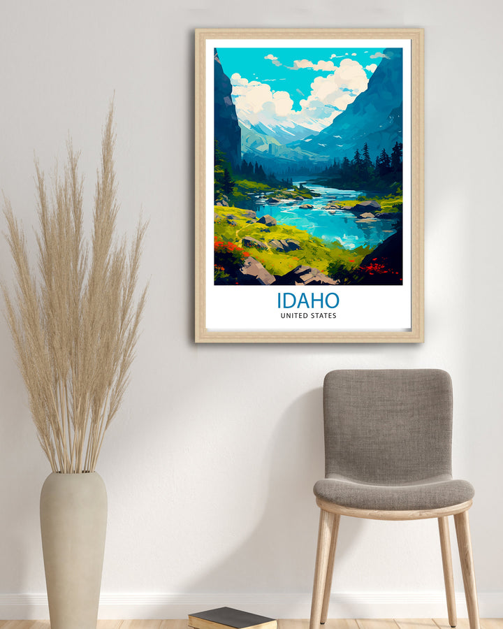 Idaho Travel Poster Idaho Wall Decor Idaho Poster USA Travel Posters Idaho Art Poster Idaho Illustration Idaho Wall Art