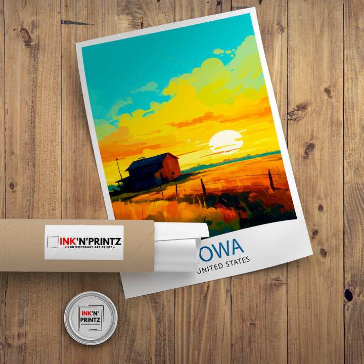 Iowa USA Travel Poster Iowa Wall Decor Iowa Poster USA Travel Posters Iowa Art Poster Iowa Illustration Iowa Wall Art